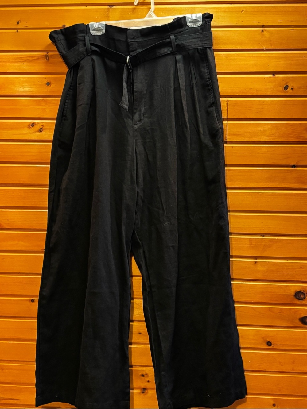 Banana Republic Black High-Rise Paperbag Chinos with Tie Belt